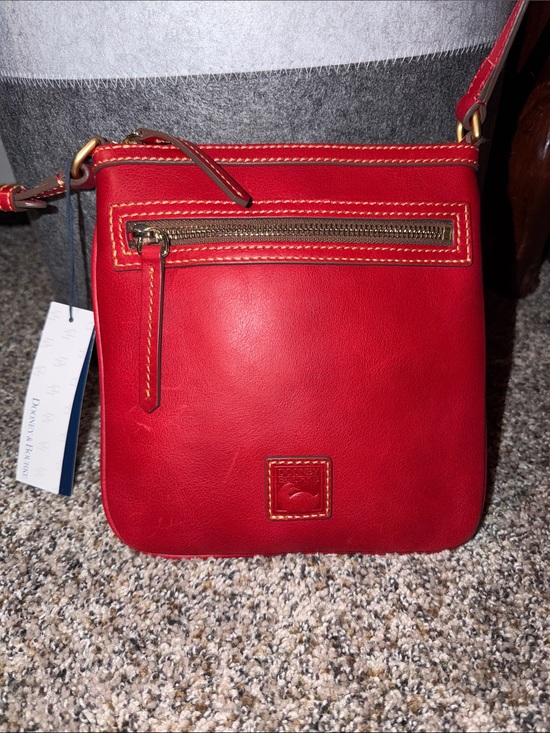 Dooney & Bourke Handbags - Dooney & Bourke Red Leather Letter Carrier Crossbody with Front Zip